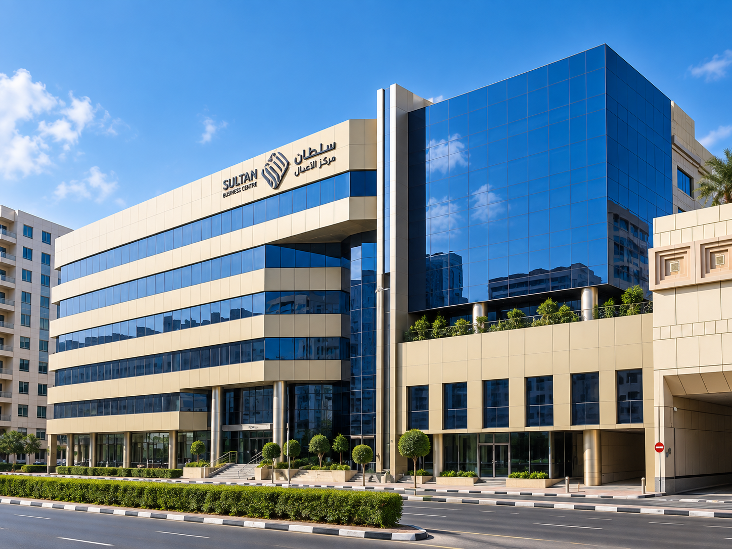 Business Centre DXB building exterior, custom offices and commercial solutions